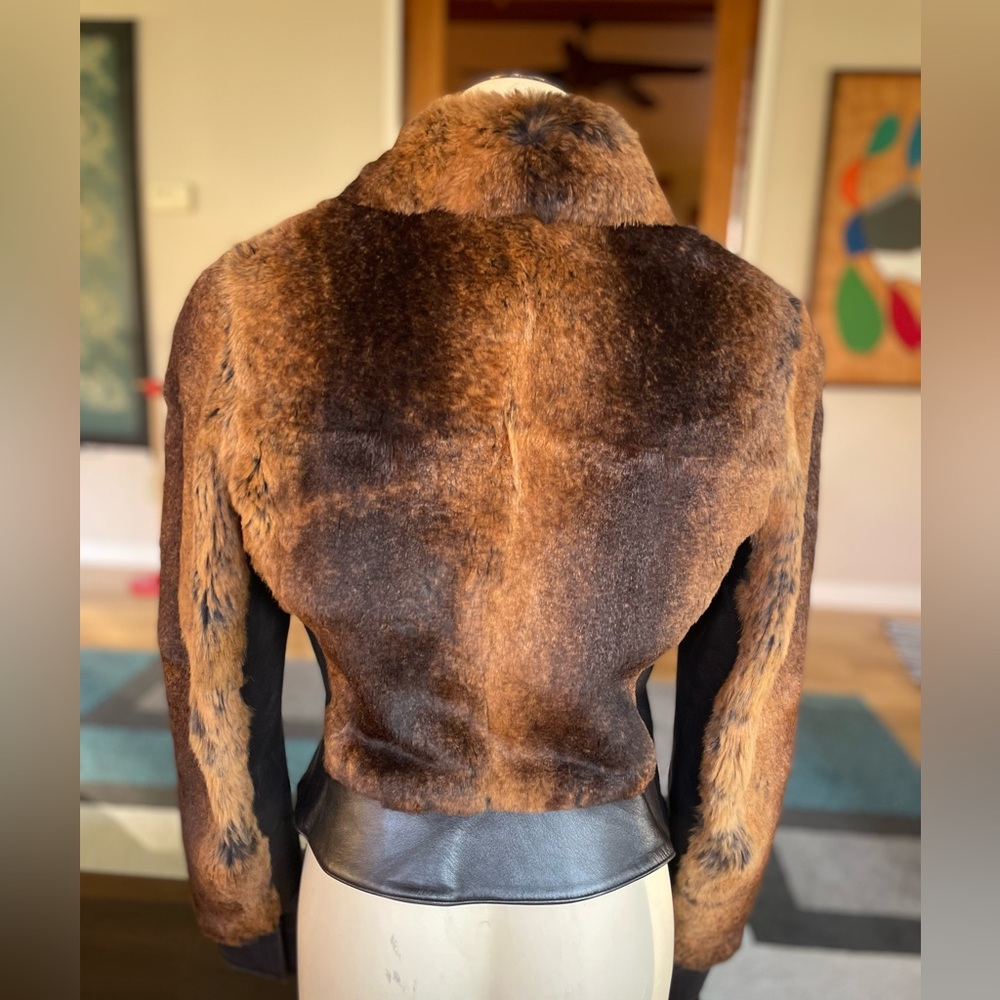 ARMANI Collezioni Leather & Fur Jacket, SMALL, Fitted, Like New, GORGEOUS 💰 - Picture 6 of 14